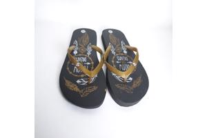 Teenslipper zwart goud met strass steentjes 34