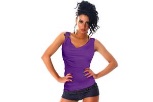 Top in zwart, paars, wit of lila, 1 maat 34/38 (nieuw)