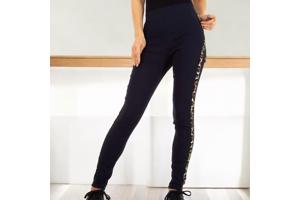 Fashion stevige legging panterprint marine blauw S/M 36/38