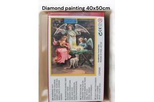 Diamond painting kerst engelen met baby en stal 50x40cm