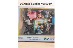 Diamond painting kerst engelen met baby en stal 50x40cm