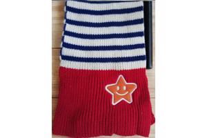 Winter kinder sjaal rood wit blauw met oranje ster one size