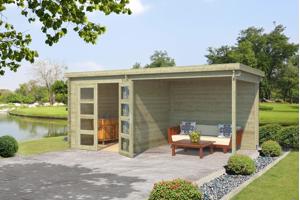 Blokhut met overkapping Helena 472x230 Onbehandeld vuren