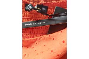 Drole de Copine rok gaatjes patroon oranje M/L