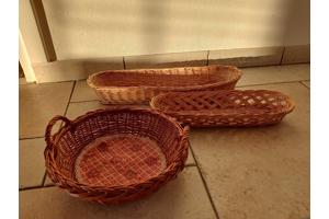 3x Partij broodmand stokbroodmand fruitmand vintage brocante