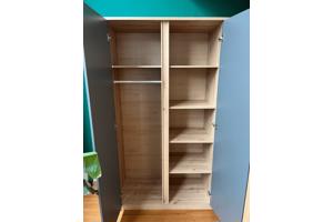 Kledingkast | 3-deurs | Grijs en Eiken | 166x53x197 cm