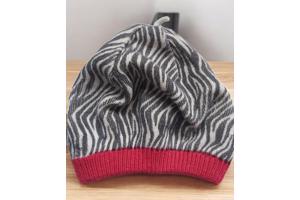 winter baret muts zebra roze glitter rand