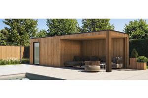 Strak tuinhuis Box-Thermo Wood in diverse standaard maten