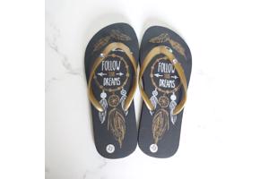 Teenslipper zwart goud met strass steentjes 33