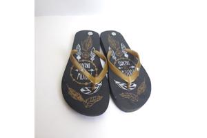 Teenslipper zwart goud met strass steentjes 33