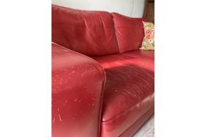 Rode leren bank 2-zits