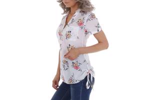 Metrofive bloemen tuniek shirt wit S