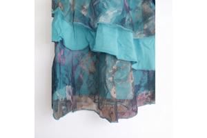 Mini rok met laagjes van kant turquoise L/XL