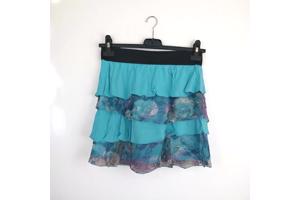 Mini rok met laagjes van kant turquoise L/XL