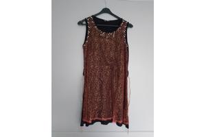 Metrofive stretchy glitter jurk rood met parels S/M