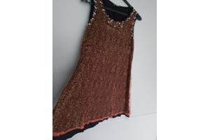 Metrofive stretchy glitter jurk rood met parels S/M