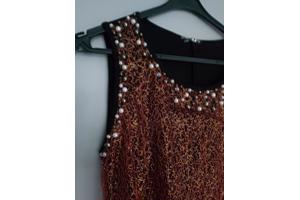 Metrofive stretchy glitter jurk rood met parels S/M