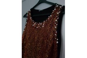 Metrofive stretchy glitter jurk rood met parels S/M