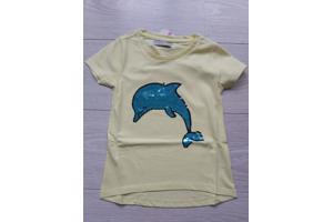 Glo-Story T-shirt geel dolfijn gliitter 104
