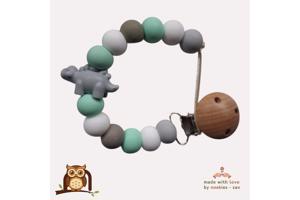 nr 15 noekies Speenkoord Dino grijs mintgroen