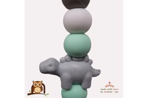 nr 15 noekies Speenkoord Dino grijs mintgroen