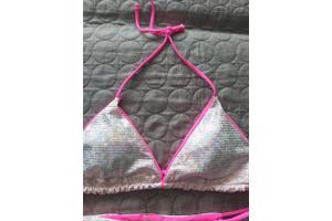 2 delige bikini roze zilver glitter L