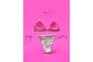 2 delige bikini roze zilver glitter L