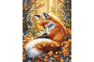 50x40cm Diamond Painting Vos in het bos (rond) nr 84