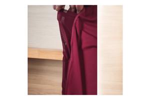 Fashion legging doorschijnende zakken wijnrood S/M 36/38