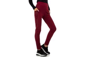 Fashion legging doorschijnende zakken wijnrood S/M 36/38