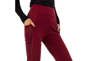 Fashion legging doorschijnende zakken wijnrood S/M 36/38