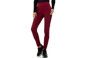 Fashion legging doorschijnende zakken wijnrood S/M 36/38