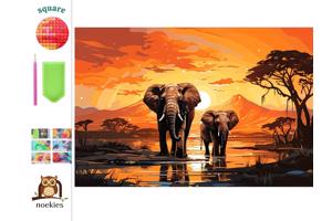 nr 61 Diamond painting olifanten 50x40cm (vierkant)