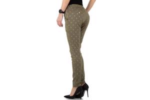 Place du Jour bedrukte broek met gouden cactus opdruk khaki