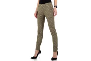 Place du Jour bedrukte broek met gouden cactus opdruk khaki