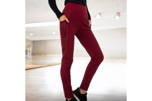 Fashion legging doorschijnende zakken wijnrood S/M