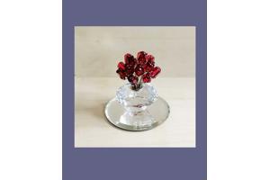 Swarovski Vaas 15 rode rozen met doos, certificaat, spiegel