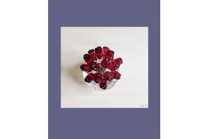 Swarovski Vaas 15 rode rozen met doos, certificaat, spiegel