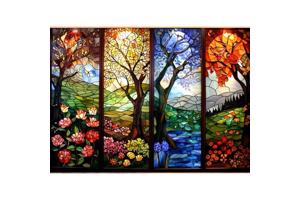 50x40cm Diamond Painting seizoens bomen (rond) nr 78