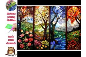 50x40cm Diamond Painting seizoens bomen (rond) nr 78