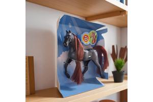 Little horse speelpaard zwart grijs gevlekt bruin haar