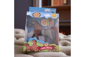 Little horse speelpaard zwart grijs gevlekt bruin haar