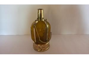 Antieke koperen metalen fles met speeldoos vintage jaren 60