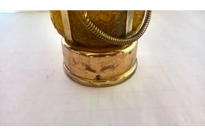 Antieke koperen metalen fles met speeldoos vintage jaren 60