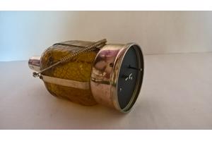 Antieke koperen metalen fles met speeldoos vintage jaren 60