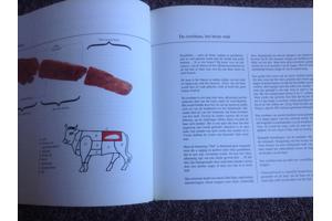 Twee kookboeken één met rundsvlees en één met microgolfoven,