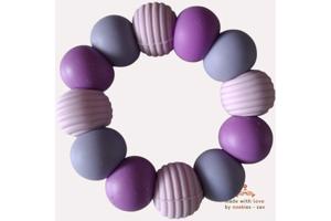 Noekies Handgemaakte Bijtring lila donkerpaars - Nieuw!