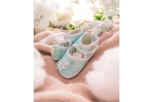 Junior Joy Babyschoenen Newborn Lichtblauw Met Bloemetjes