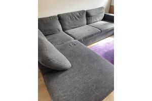 Hoekbank met chaise longue rechts dondergrijs