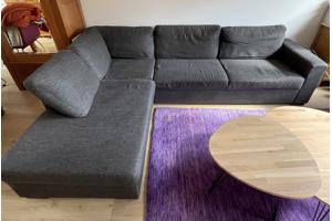 Hoekbank met chaise longue rechts dondergrijs